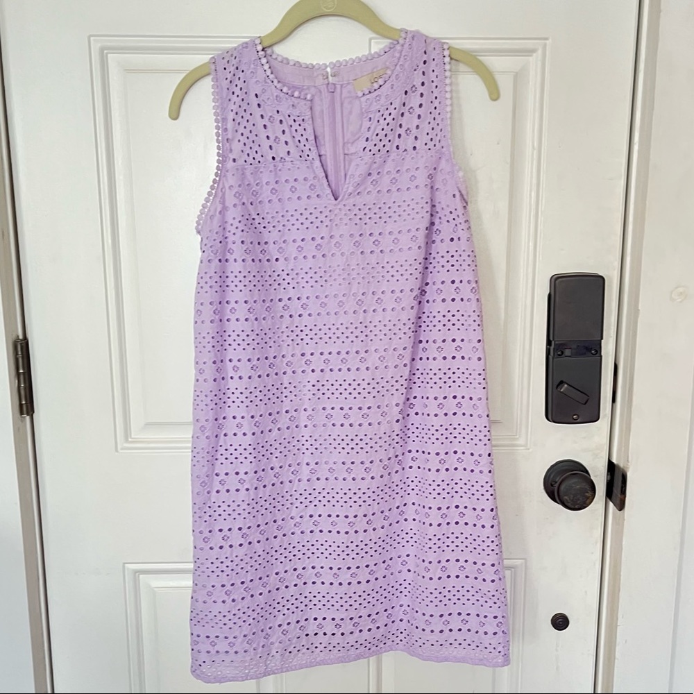 Lavender eyelet shift dress from loft. 100% cotton. Cute for summer!